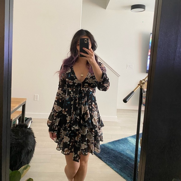 Privilege One Love Long Sleeve Ruffle Mini Dress - Picture 1 of 4